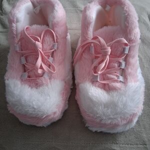 Fluffy Pink and White Kids Shoes